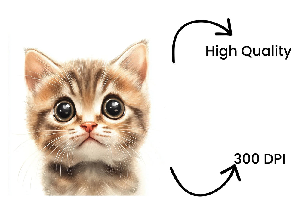 Adorable Big Eyed Kitten Faces Clipart Bundle