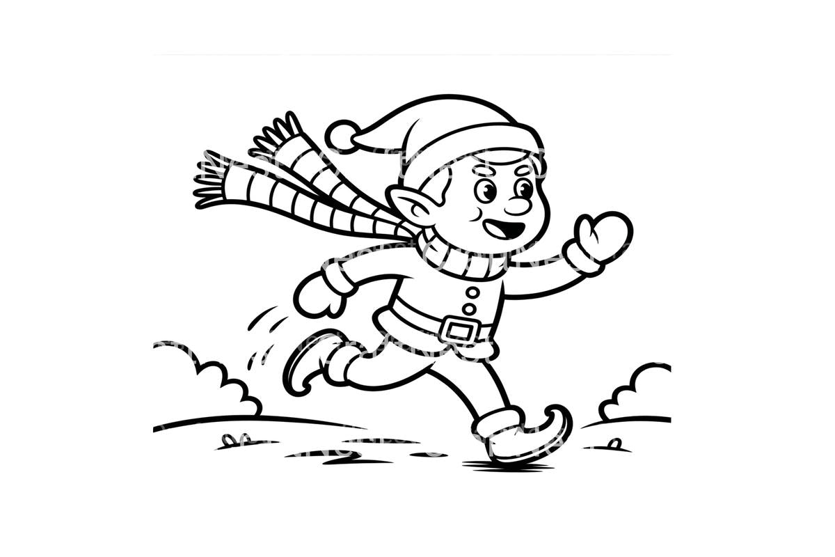 Christmas Elf Running Coloring Books
