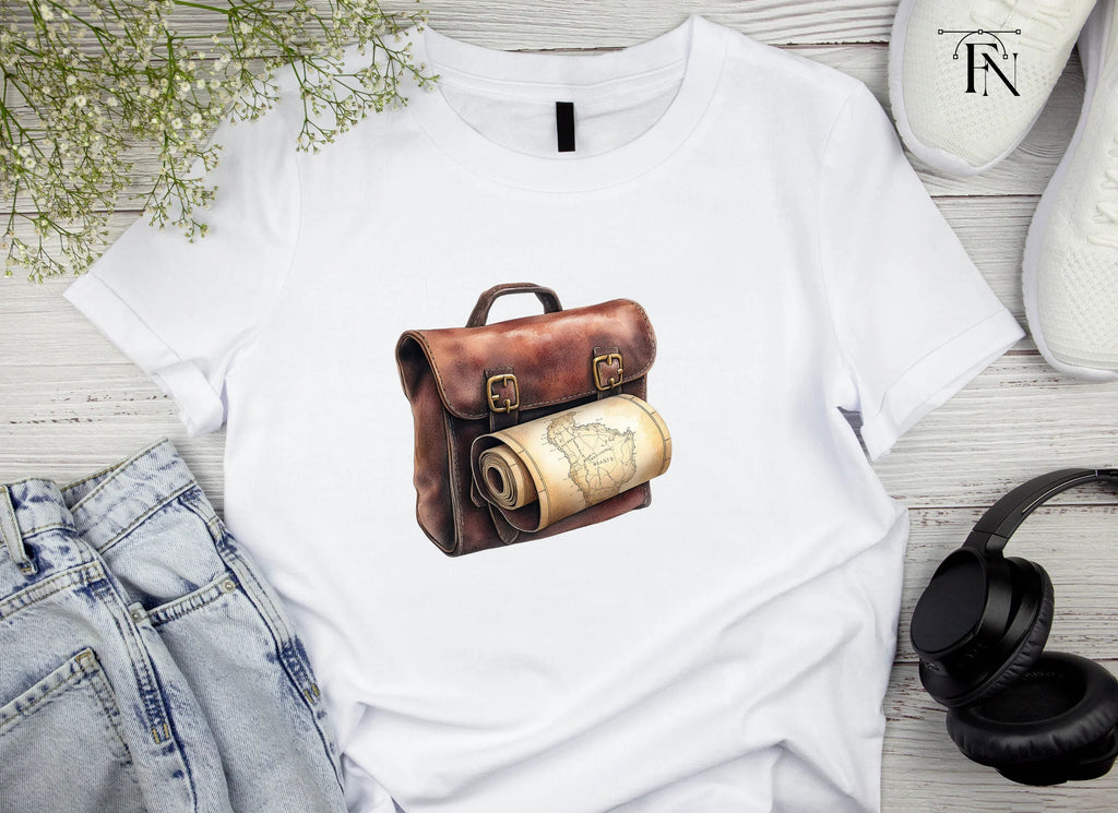 Vintage Leather Satchel with Old Maps Clipart Bundle
