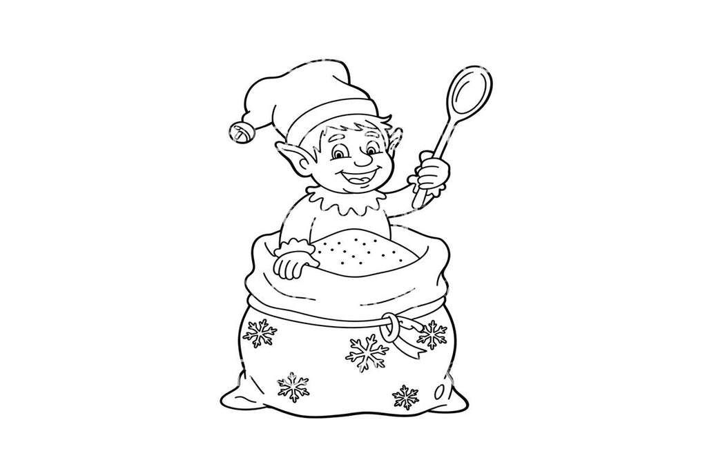 Christmas Elf in Sack Coloring Books
