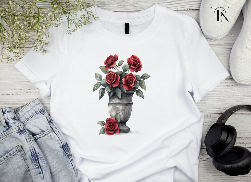Elegant Red Rose Urn Clipart Bundle