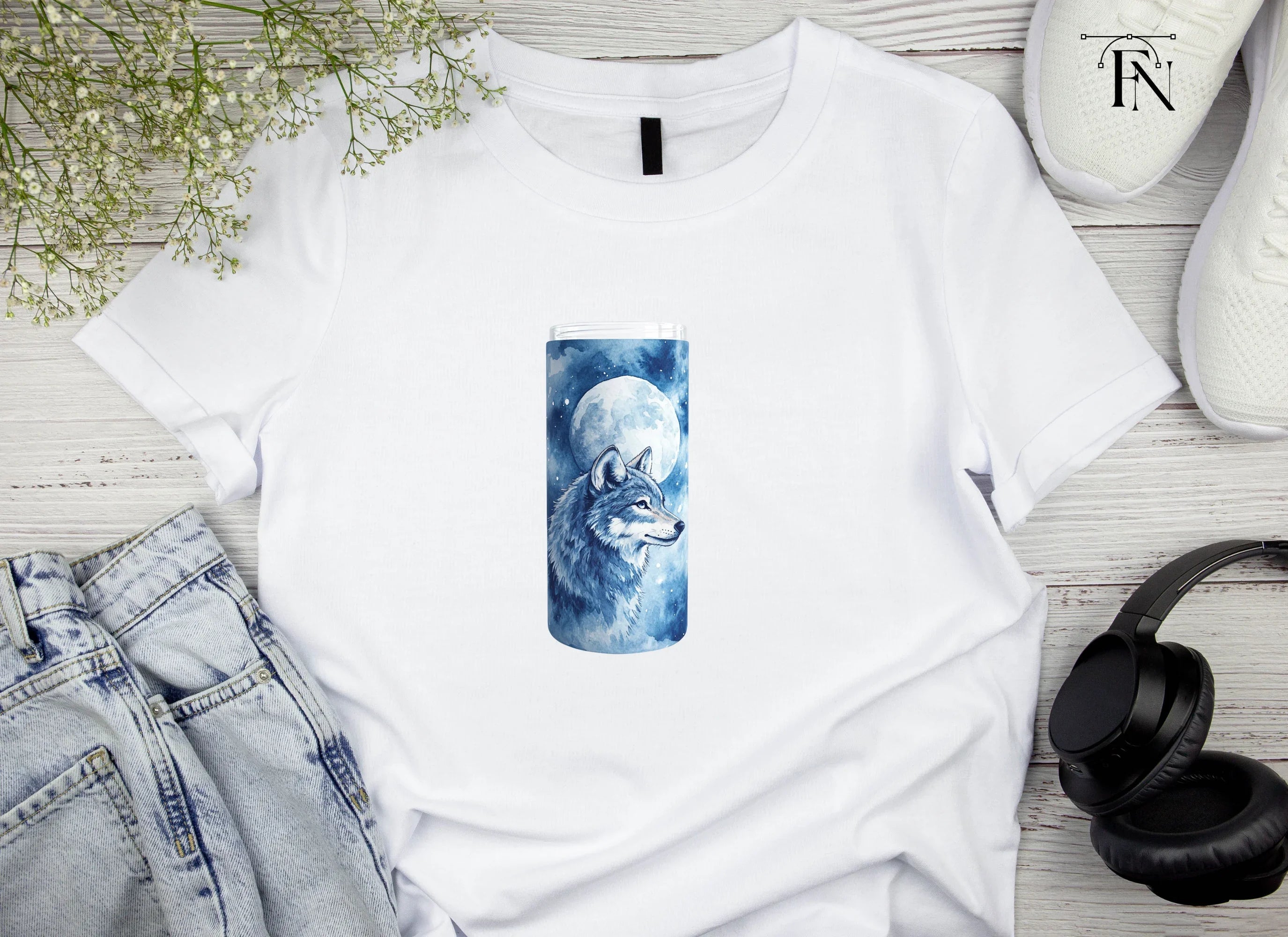 Winter Wolf Moon Tumbler Clipart Bundle