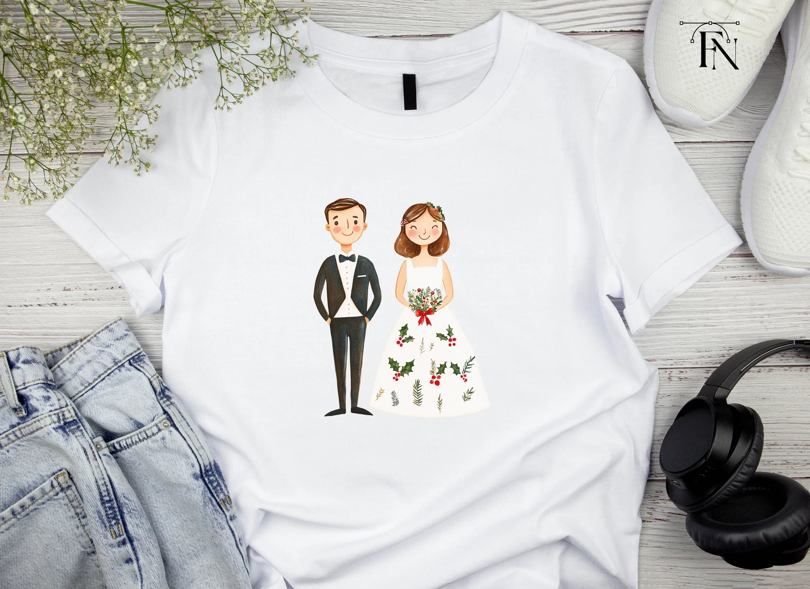 Winter Wedding Couple Clipart Bundle