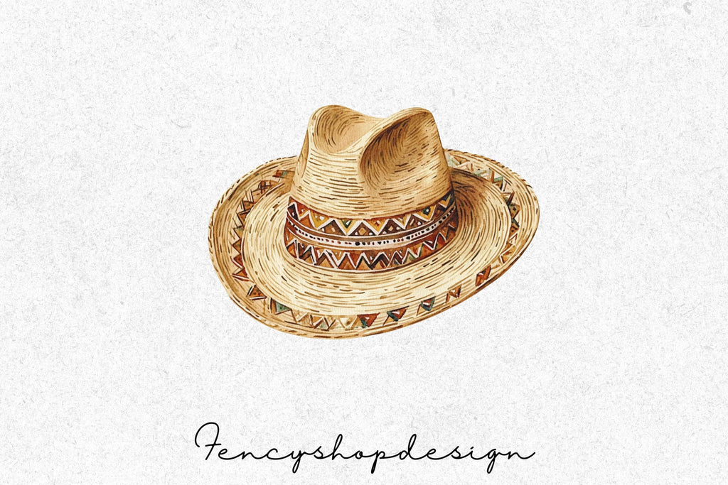 Boho Cowboy Hats Clipart Bundle