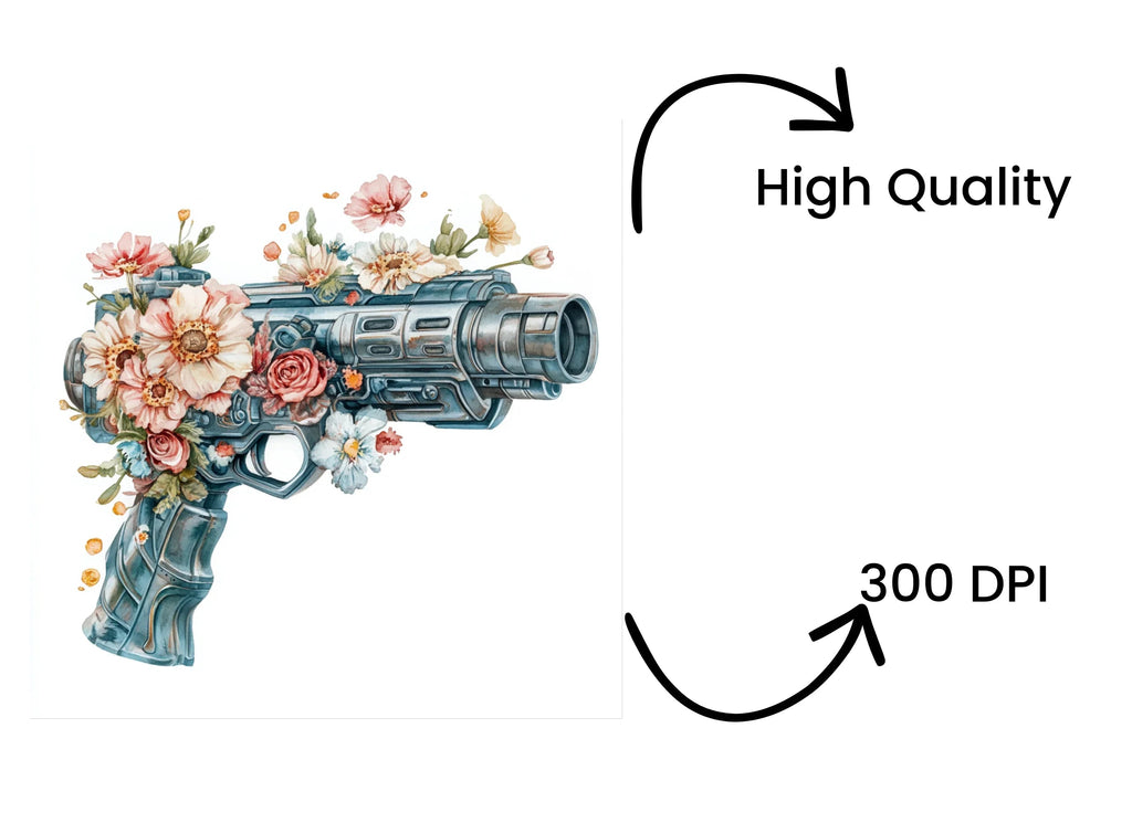 Floral Guns Clipart Bundle