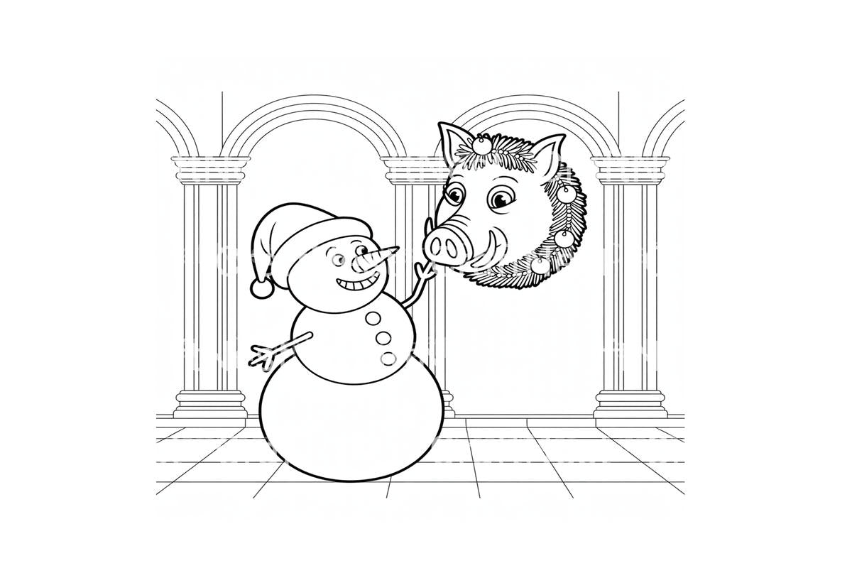 Snowman Christmas DinnerPage Coloring Books