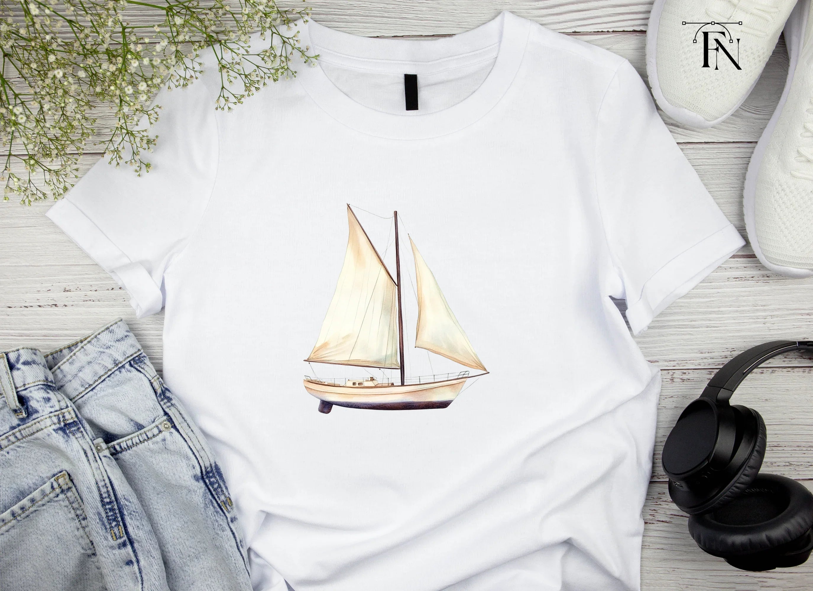 Rustic Sailboat Illustrations Clipart Bundle