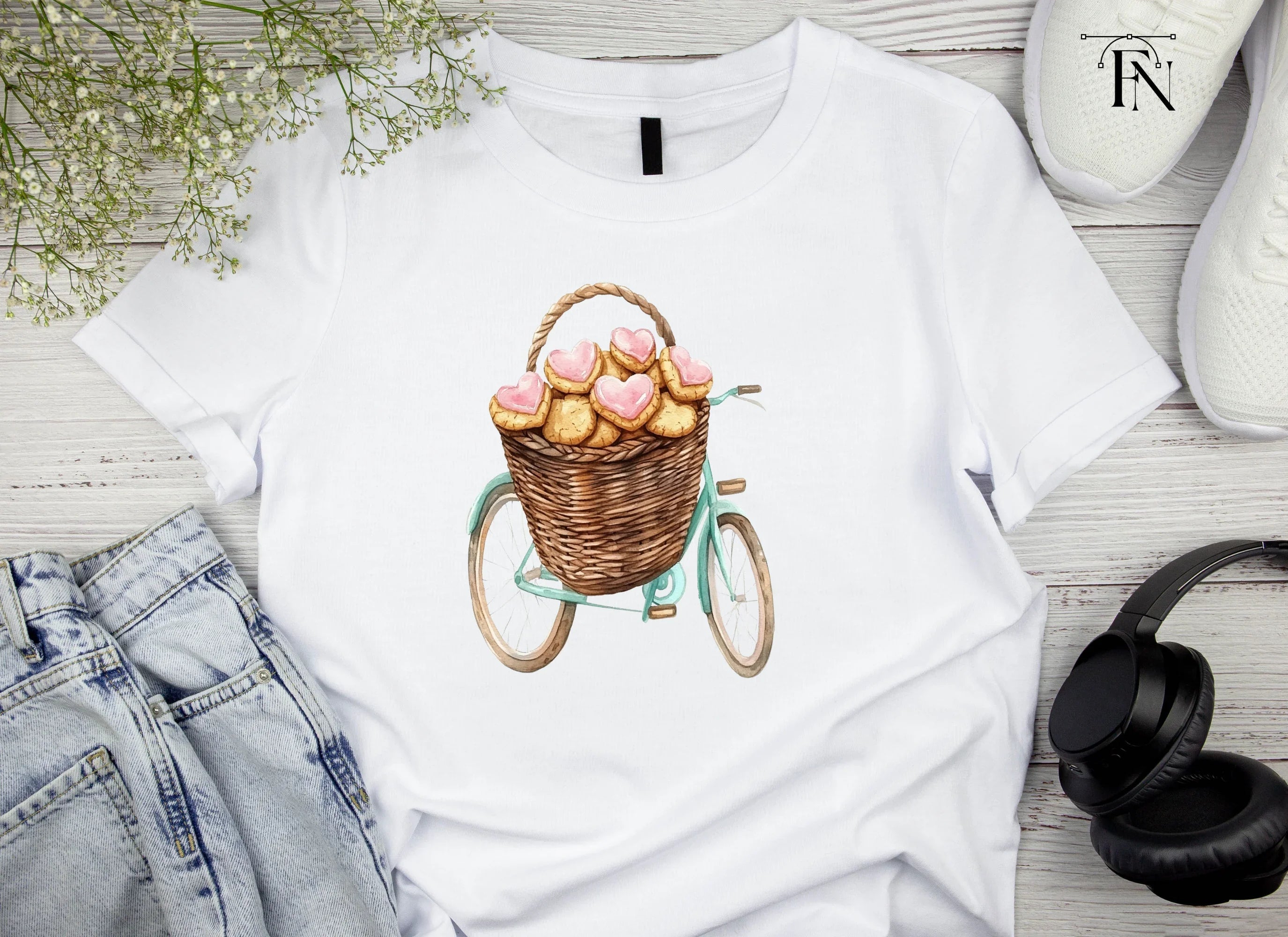 Bicycle Basket Heart Cookies Clipart Bundle