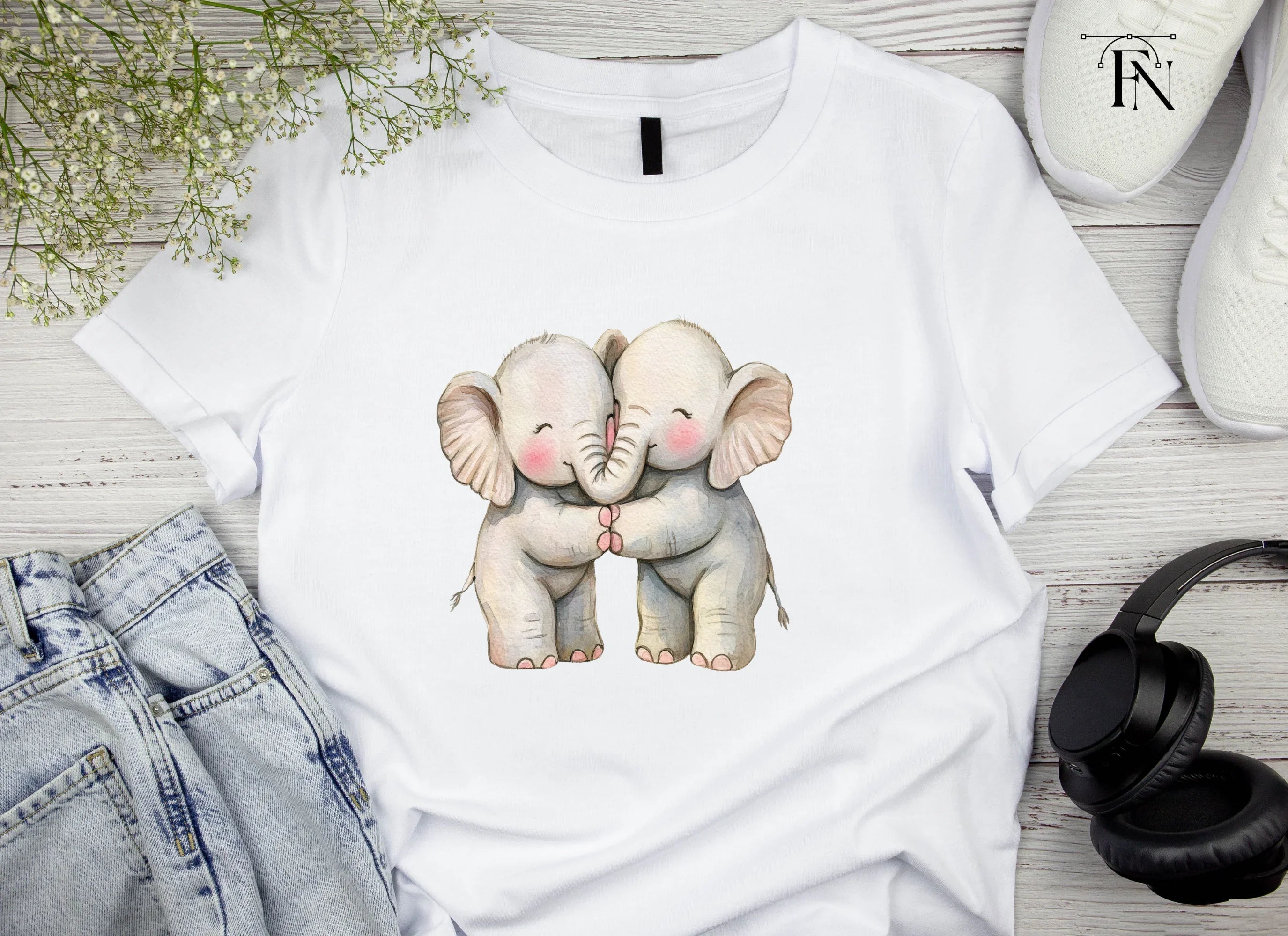 Sweet Baby Elephant Hugs Clipart Bundle
