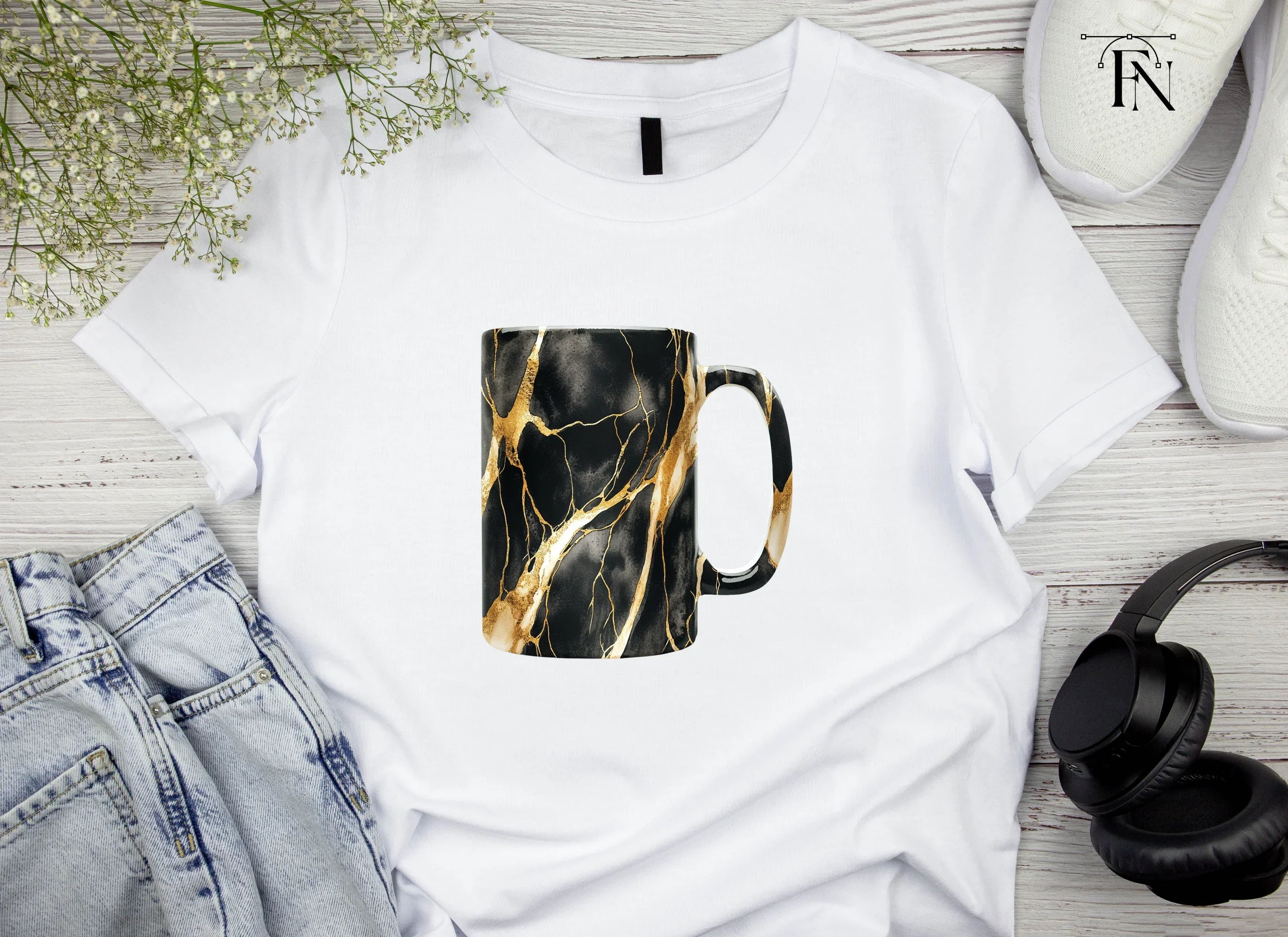Kintsugi Black and Gold Clipart Bundle