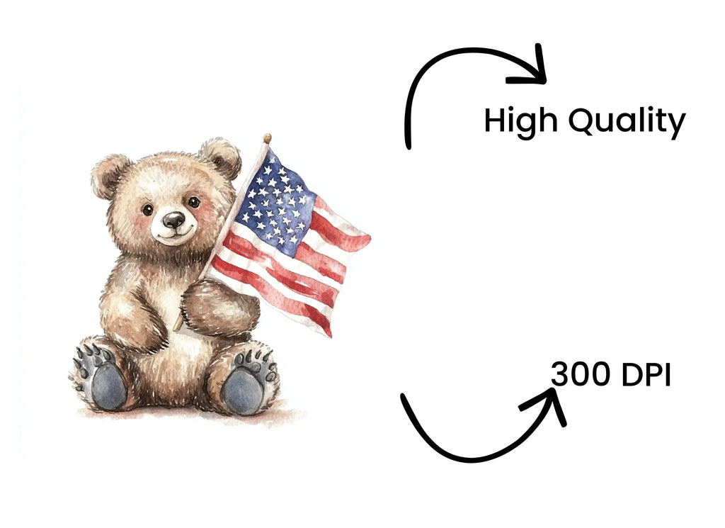 Cute Patriotic Bear Clipart Bundle