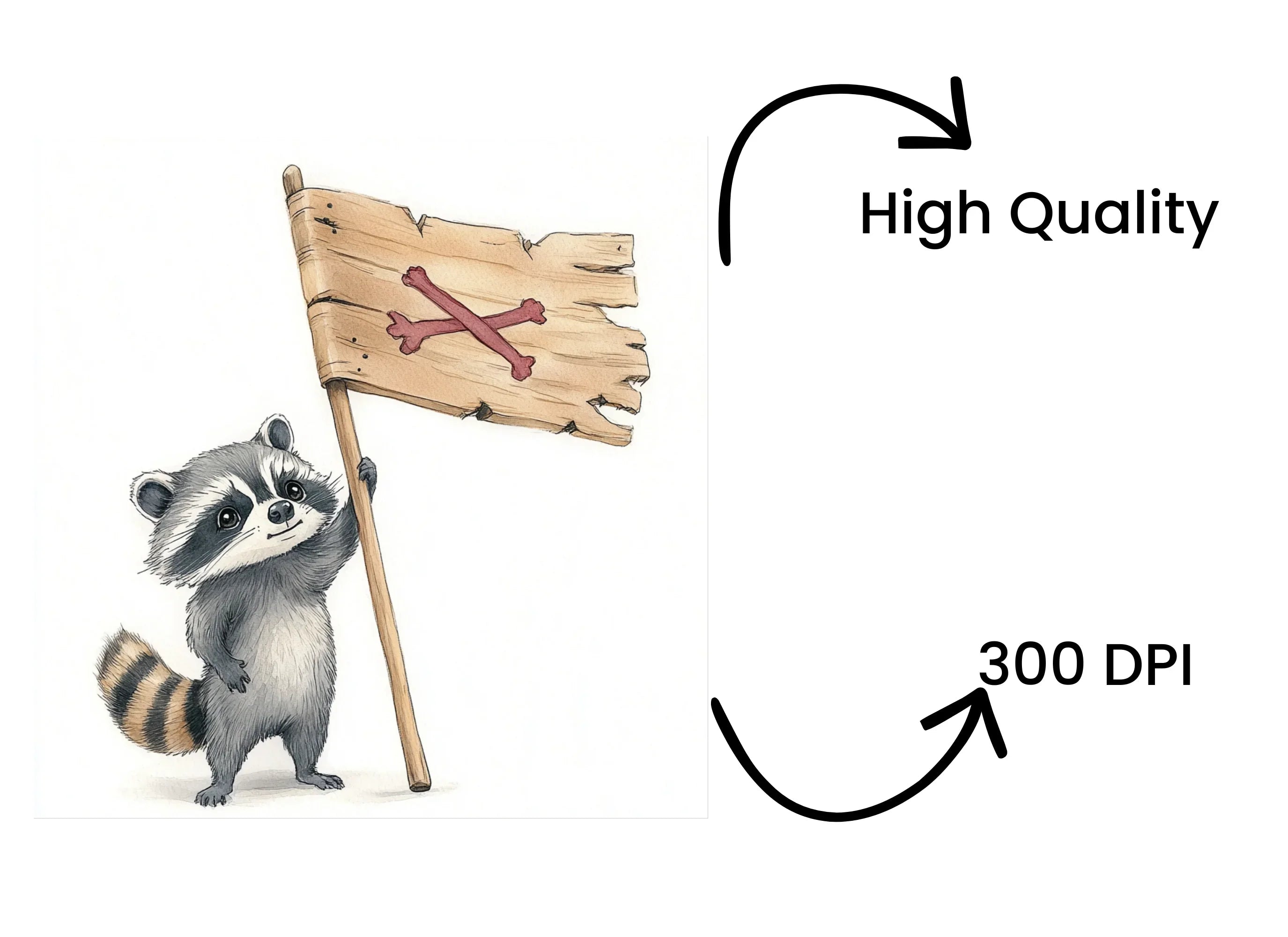 Raccoons Holding Pirate Flags Clipart Bundle