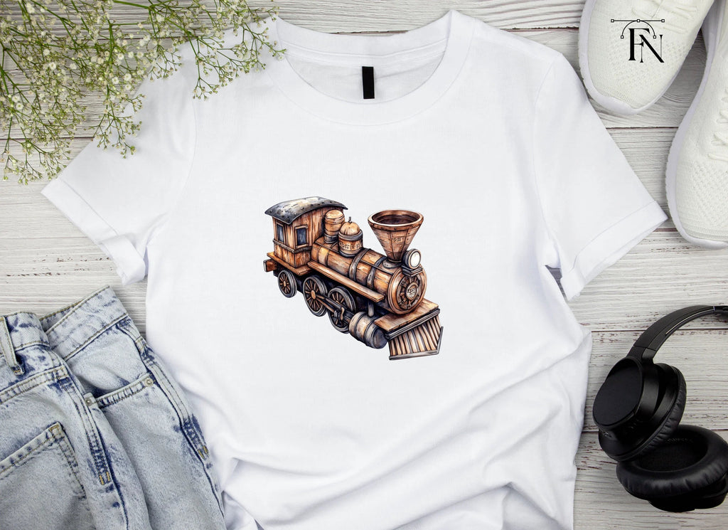 Steampunk Wooden Train Engine Clipart Bundle