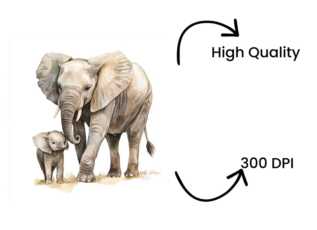 Elephant Mother and Baby Clipart Bundle