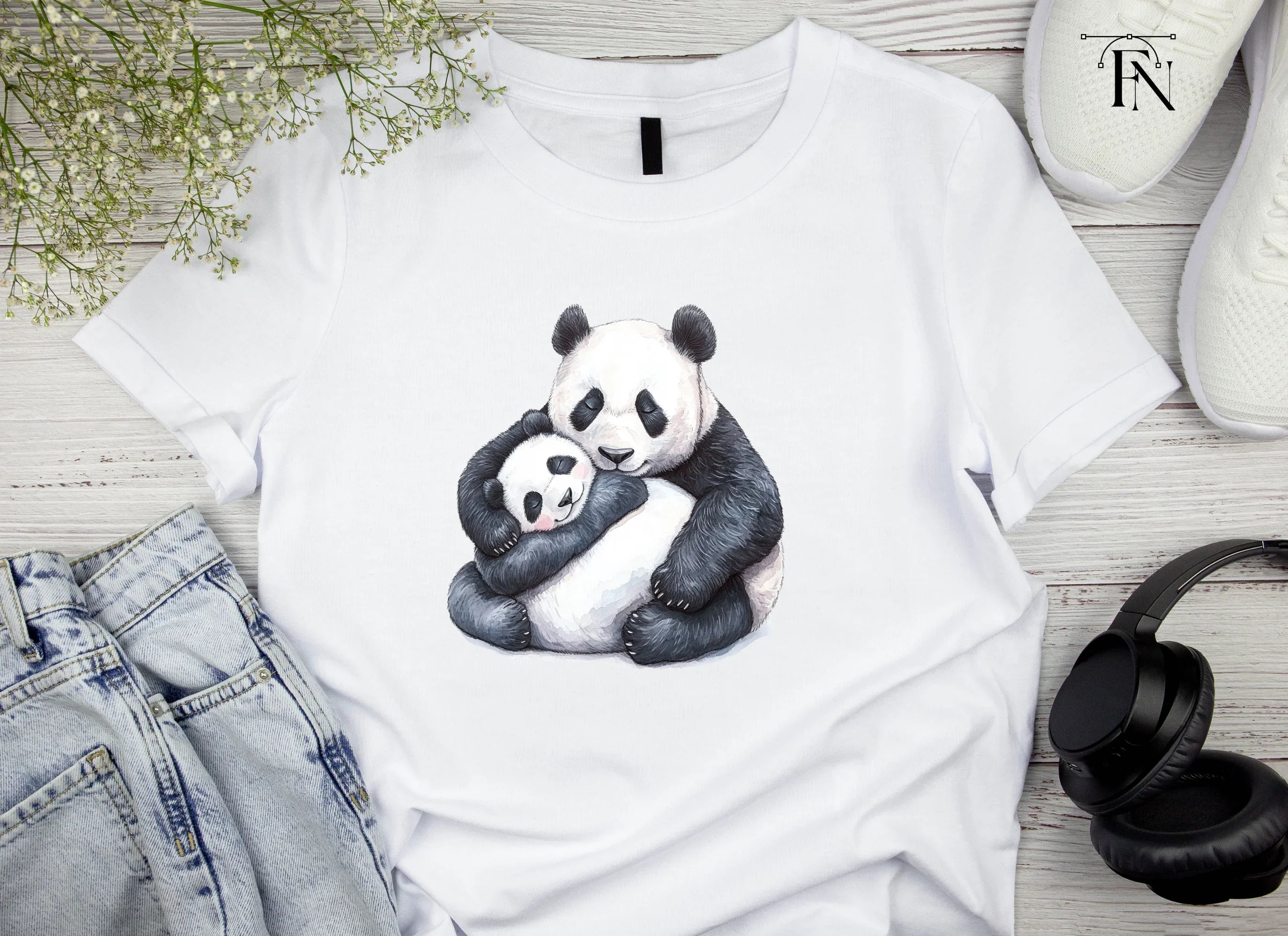 Sweet Panda Mom and Baby Clipart Bundle