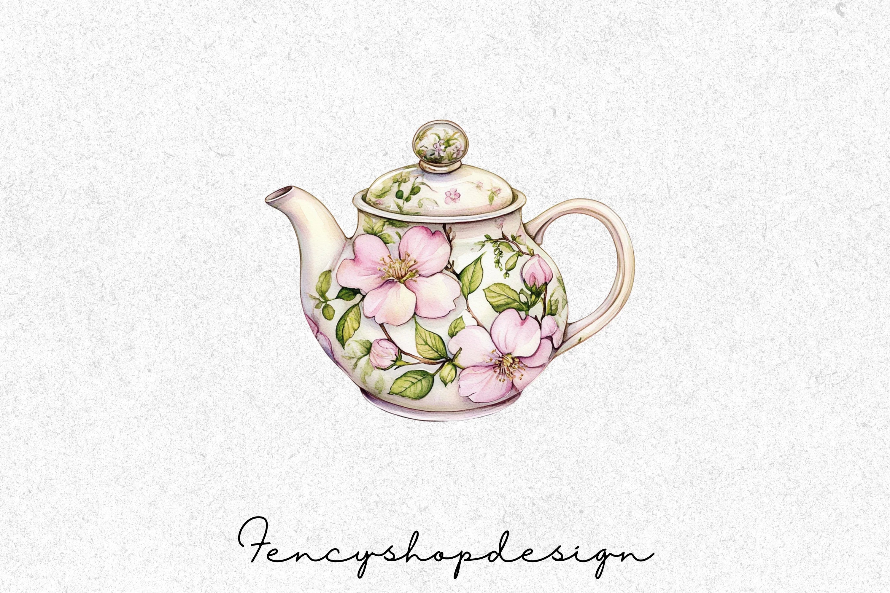 Floral Teapot Clipart Bundle