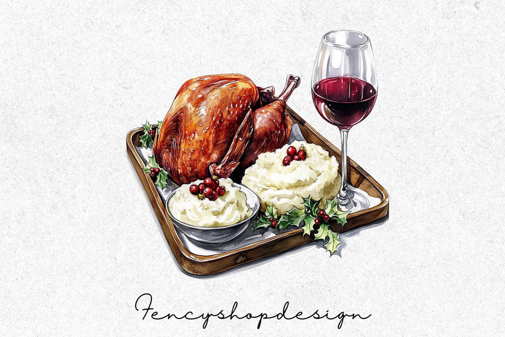 Thanksgiving Turkey Dinner Clipart Bundle
