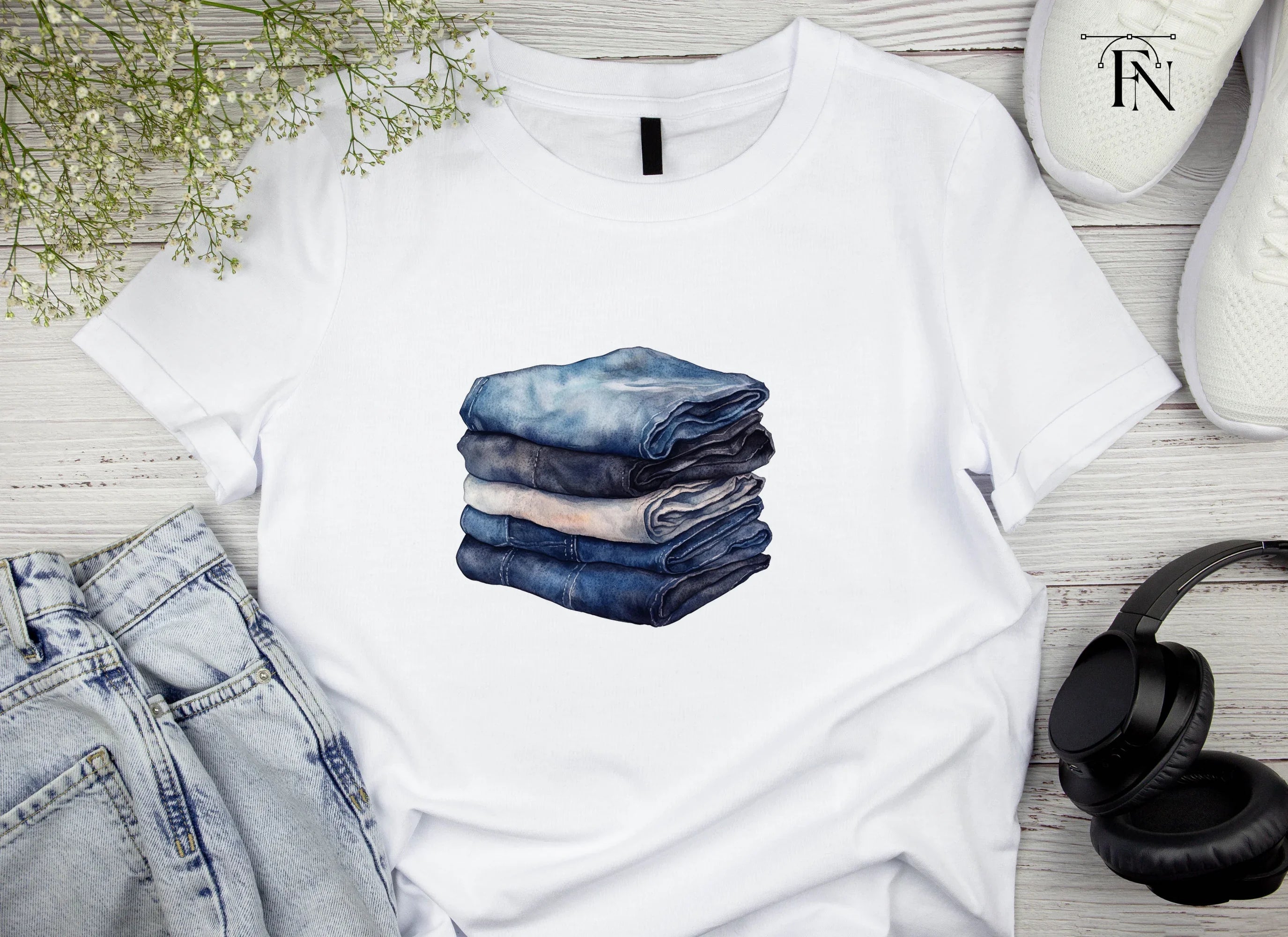 Stacked Jeans Clipart Bundle