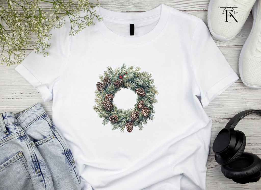 Christmas Pine Cone Wreath Clipart Bundle