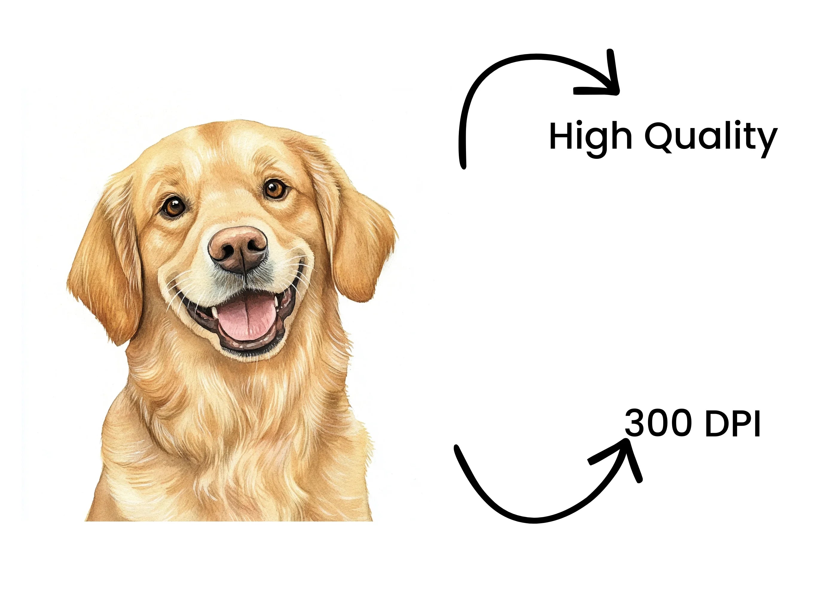 Happy Golden Retriever Face Clipart Bundle