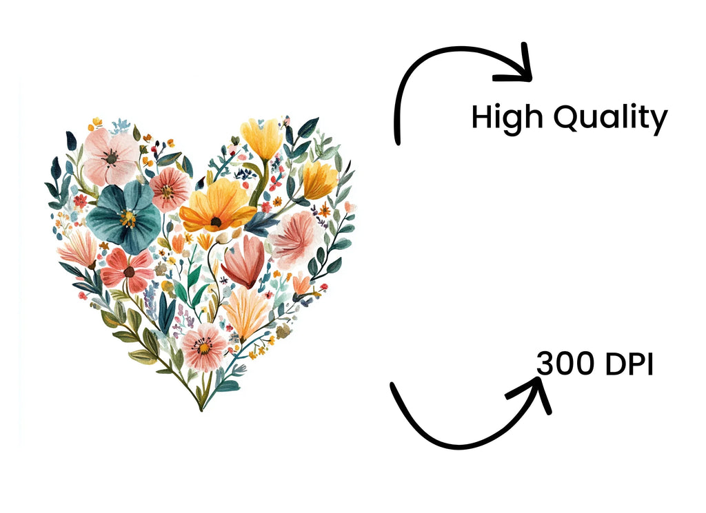 Delicate Floral Heart Clipart Bundle