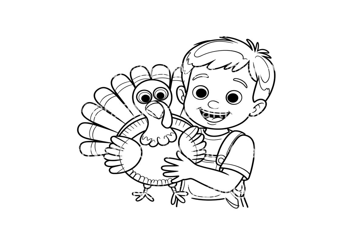 Thanksgiving Boy with Turkey Coloring Books