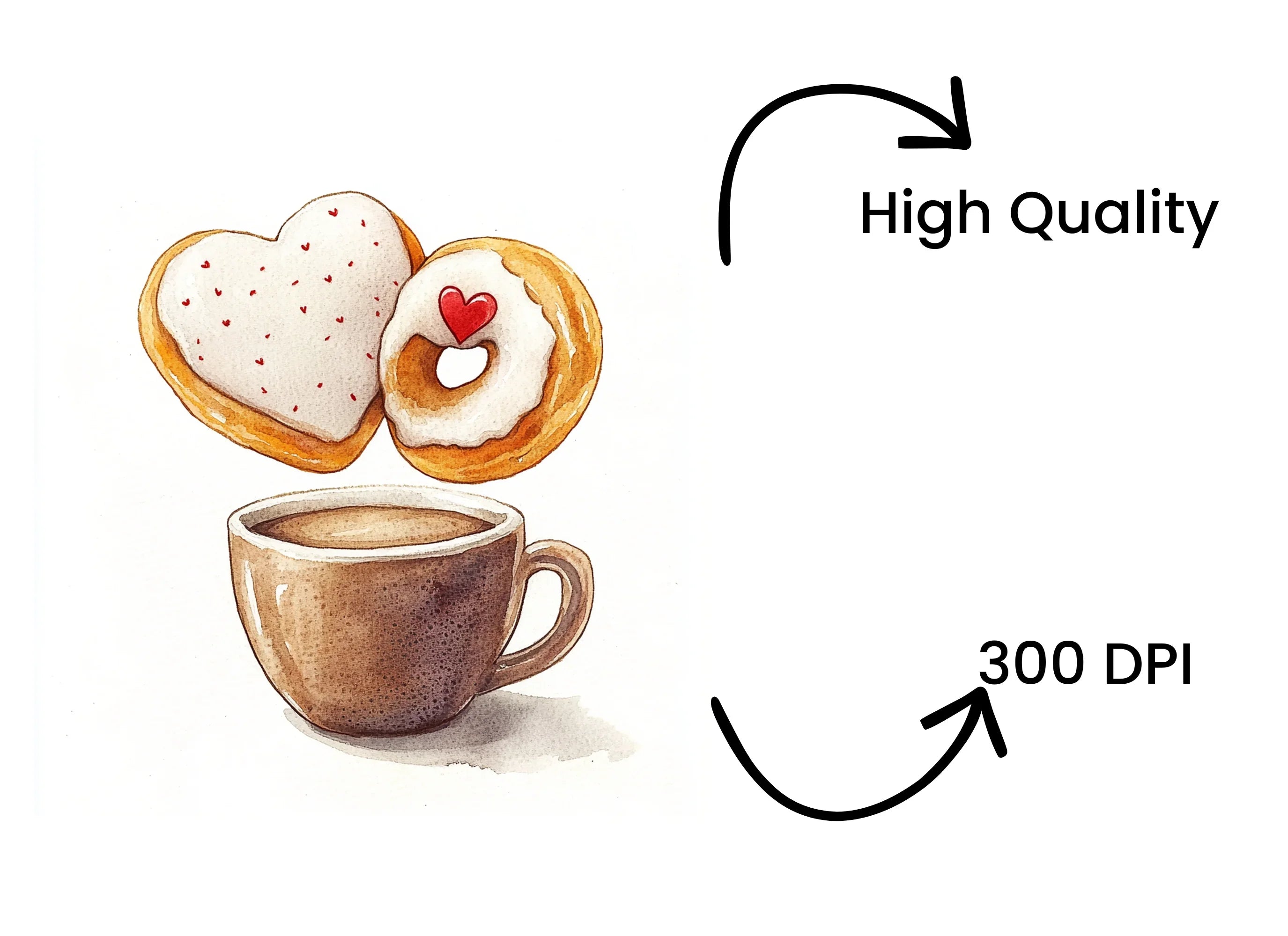 Heart Donut Coffee Cup Clipart Bundle