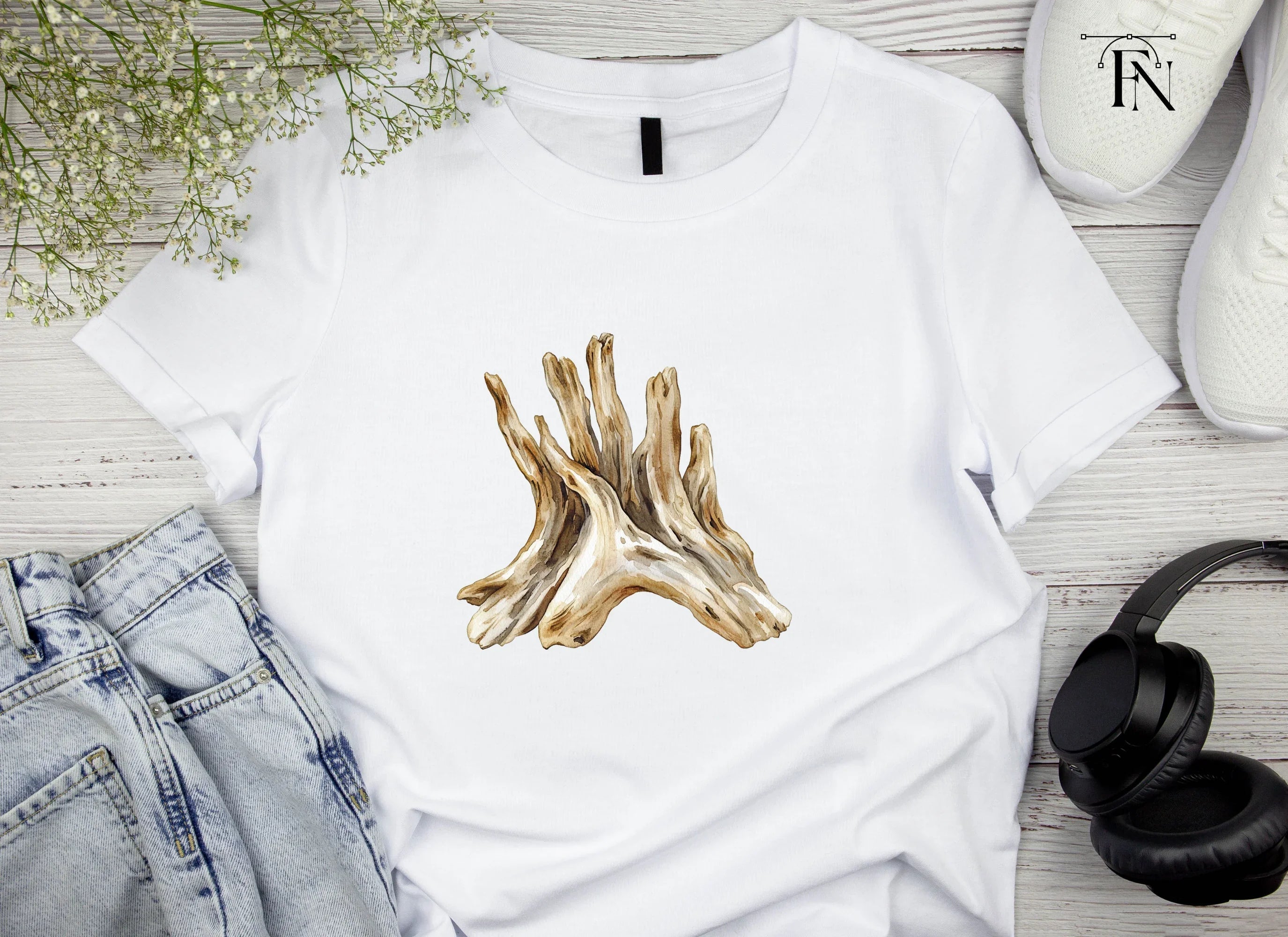 Natural Wood Root Illustration Clipart Bundle