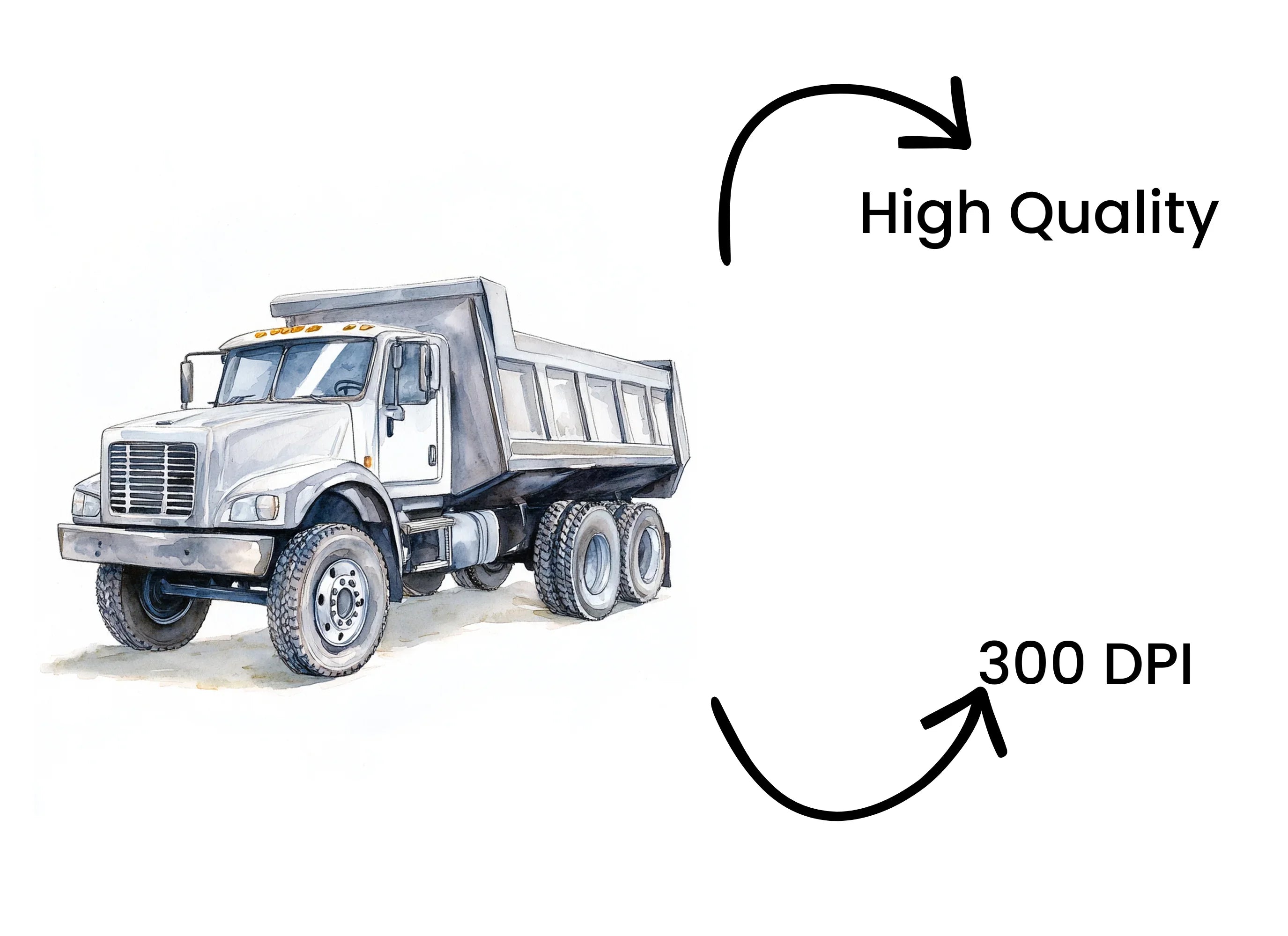 White Dump Truck Clipart Bundle