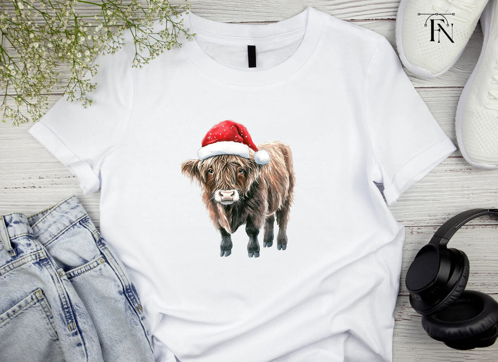 Highland Cows in Santa Hats Clipart Bundle