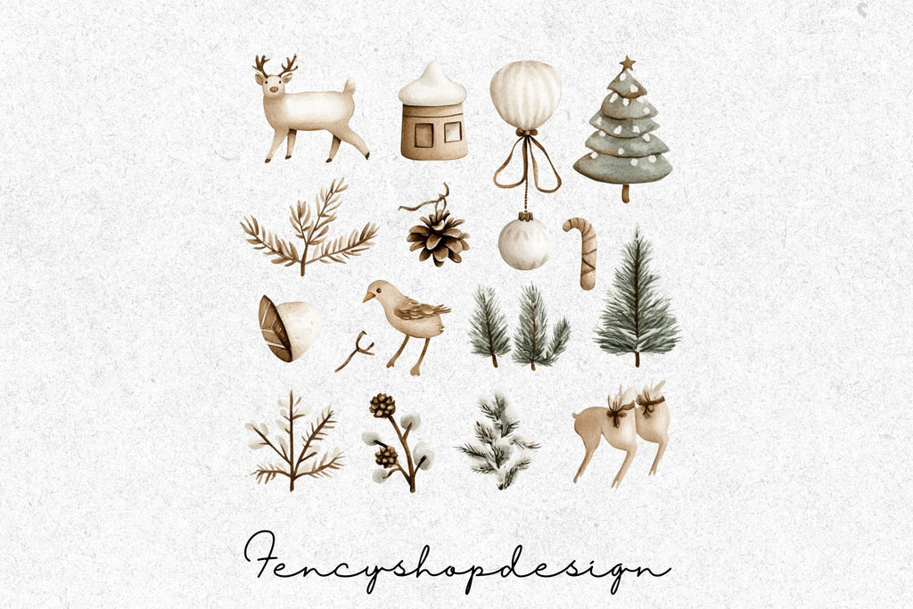 Cozy Christmas Houses Decor Clipart Bundle