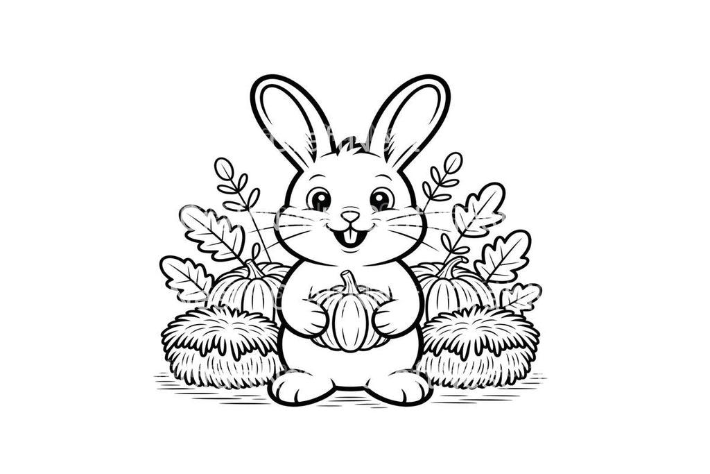 Cute Autumn Bunny Coloring Books