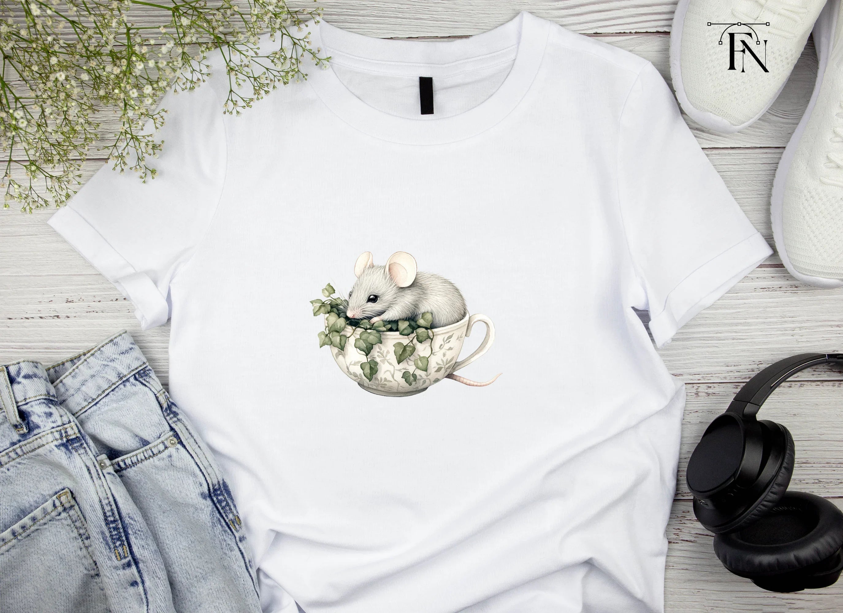 Sleeping Mice in Teacups Clipart Bundle