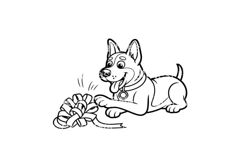 Puppy Playing With Ribbon Coloring Books