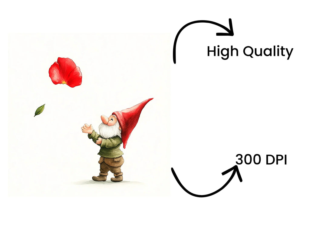 Gnome with Falling Rose Petals Clipart Bundle