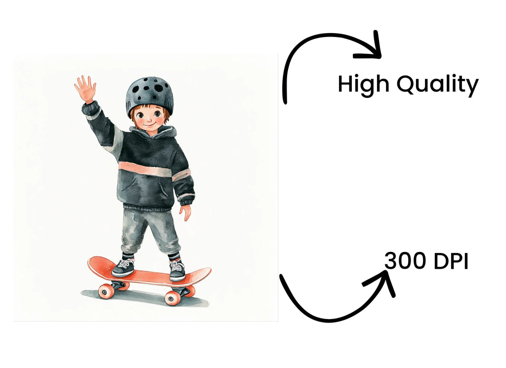 Kids Skateboard Clipart Bundle