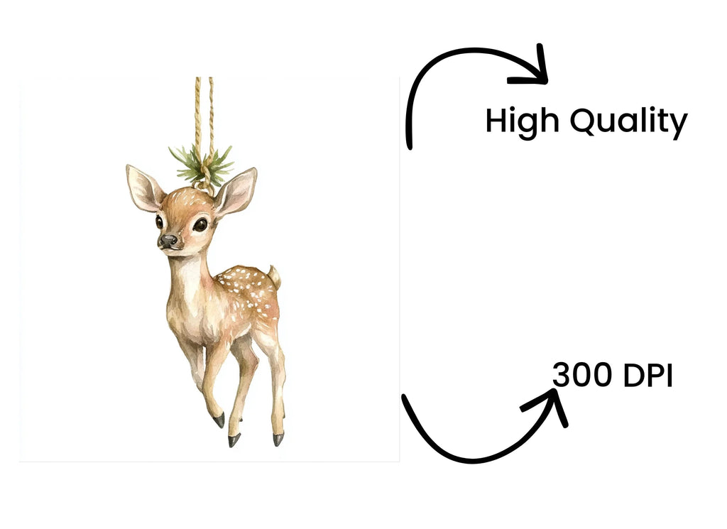 Cute Fawn Christmas Ornaments Clipart Bundle