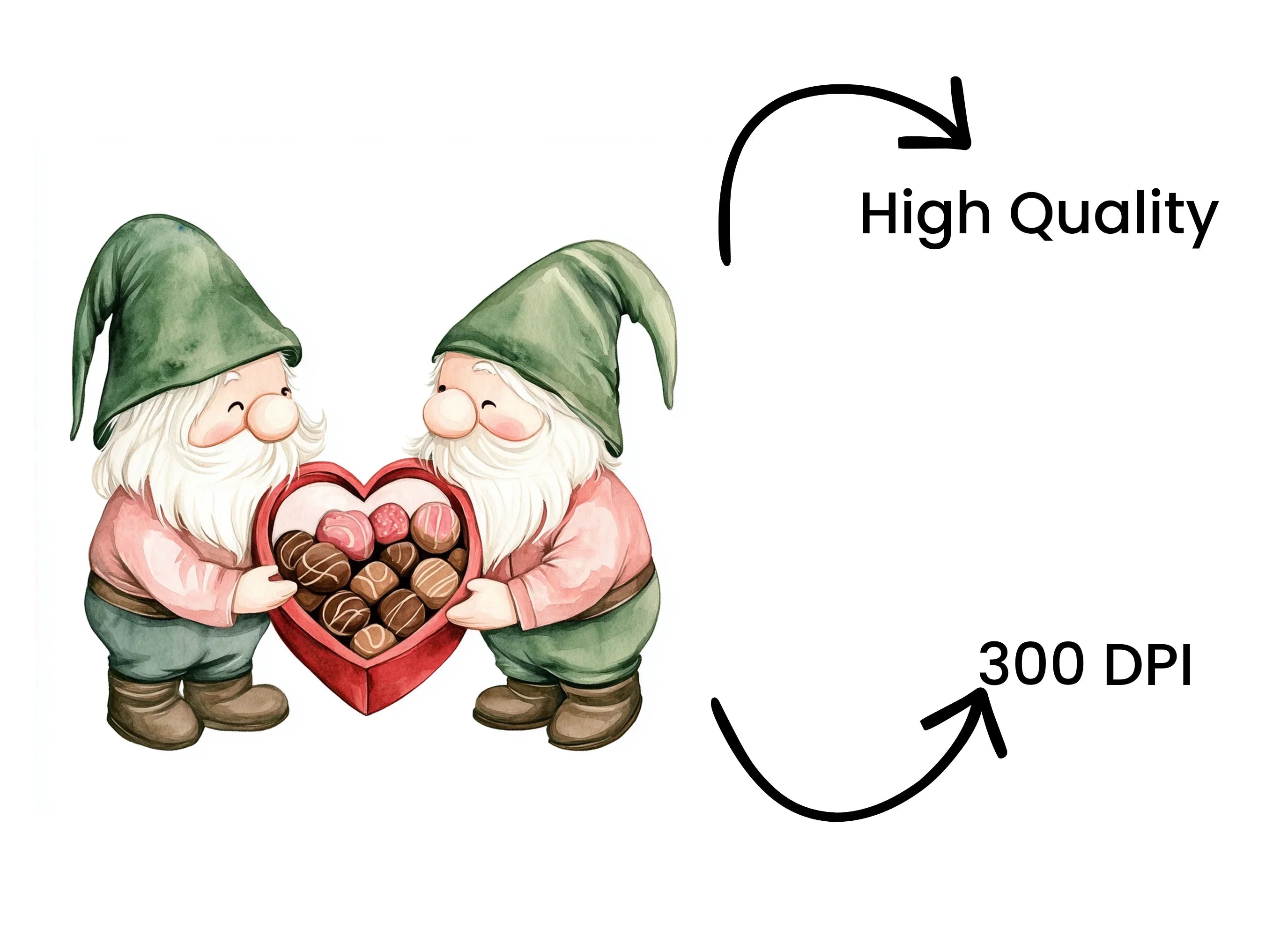 Cute Gnome Couple with Chocolates Clipart Bundle