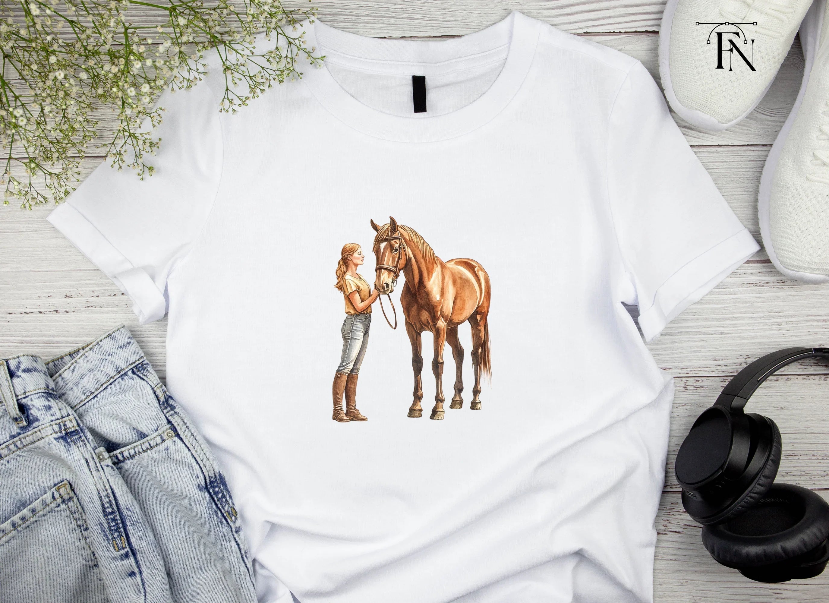 Elegant Woman and Horse Clipart Bundle