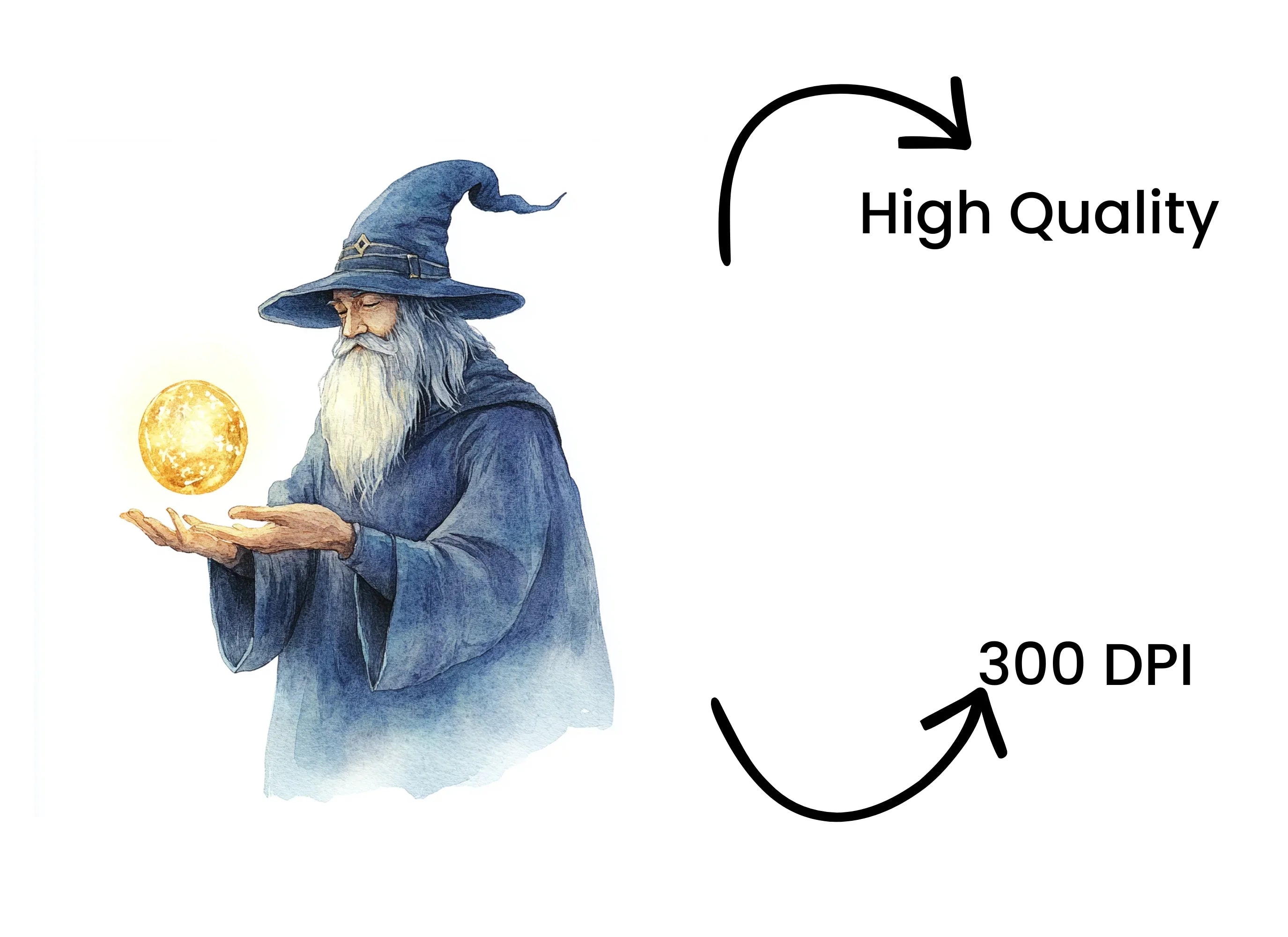 Wizard with Magic Orb Clipart Bundle