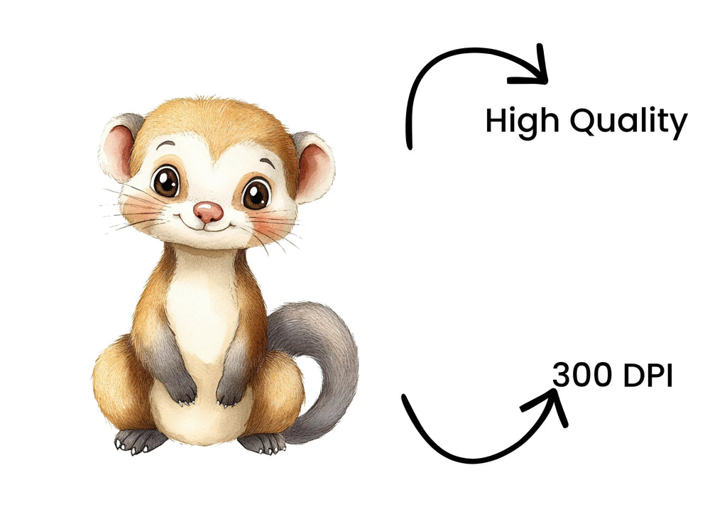 Cute Ferret Crafts Clipart Bundle for Kids