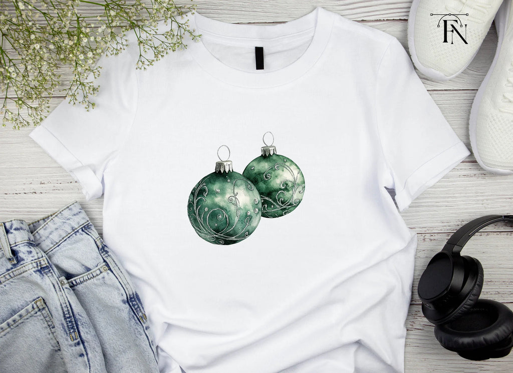 Elegant Green Christmas Baubles Clipart Bundle