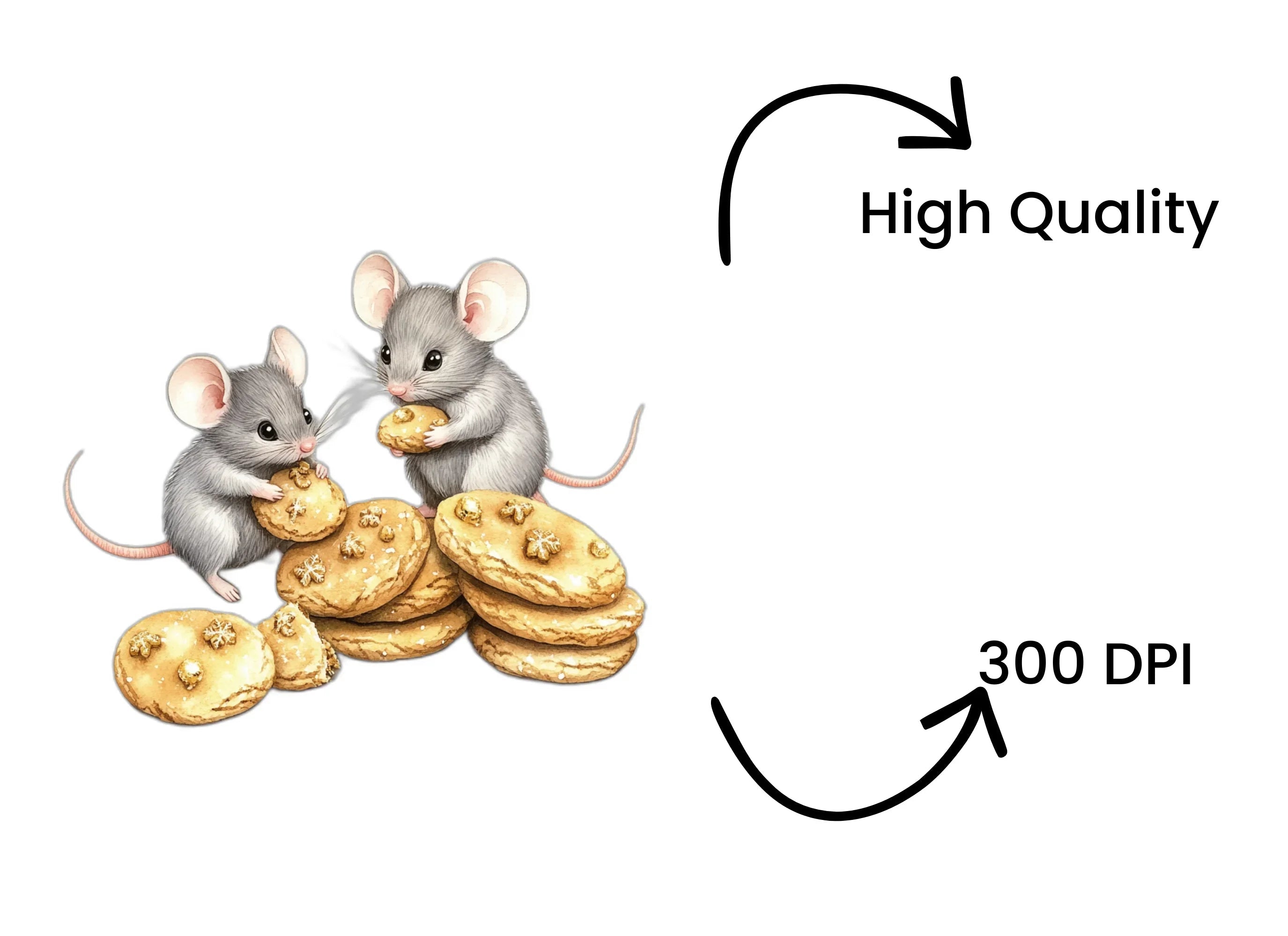 Cute Mice Sharing Cookies Clipart Bundle