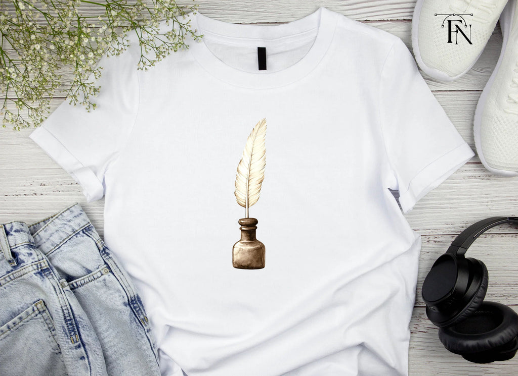 Elegant White Feather Quill Inkwell Clipart Bundle
