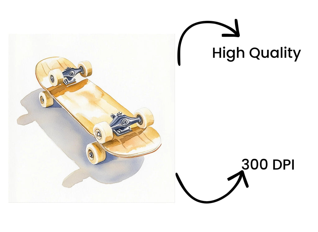Classic Wooden Skateboard Clipart Bundle