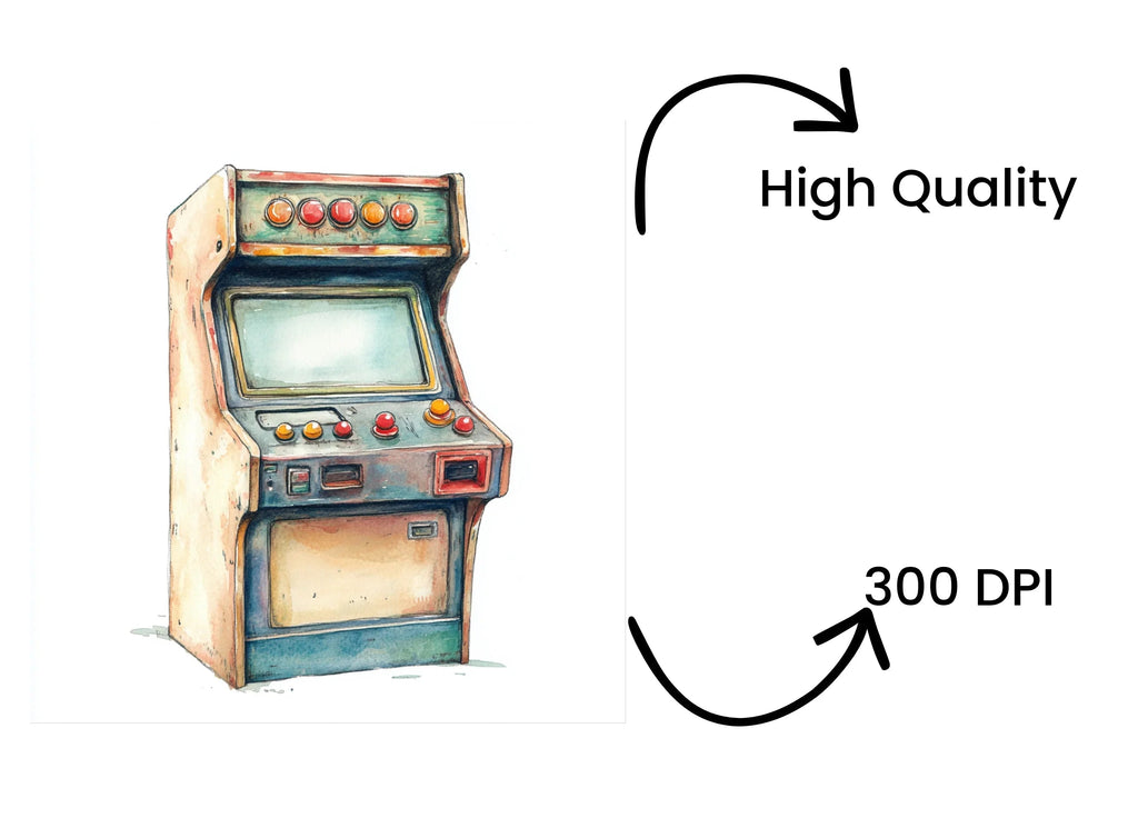 Vintage Arcade Game Cabinet Illustrations Clipart Bundle