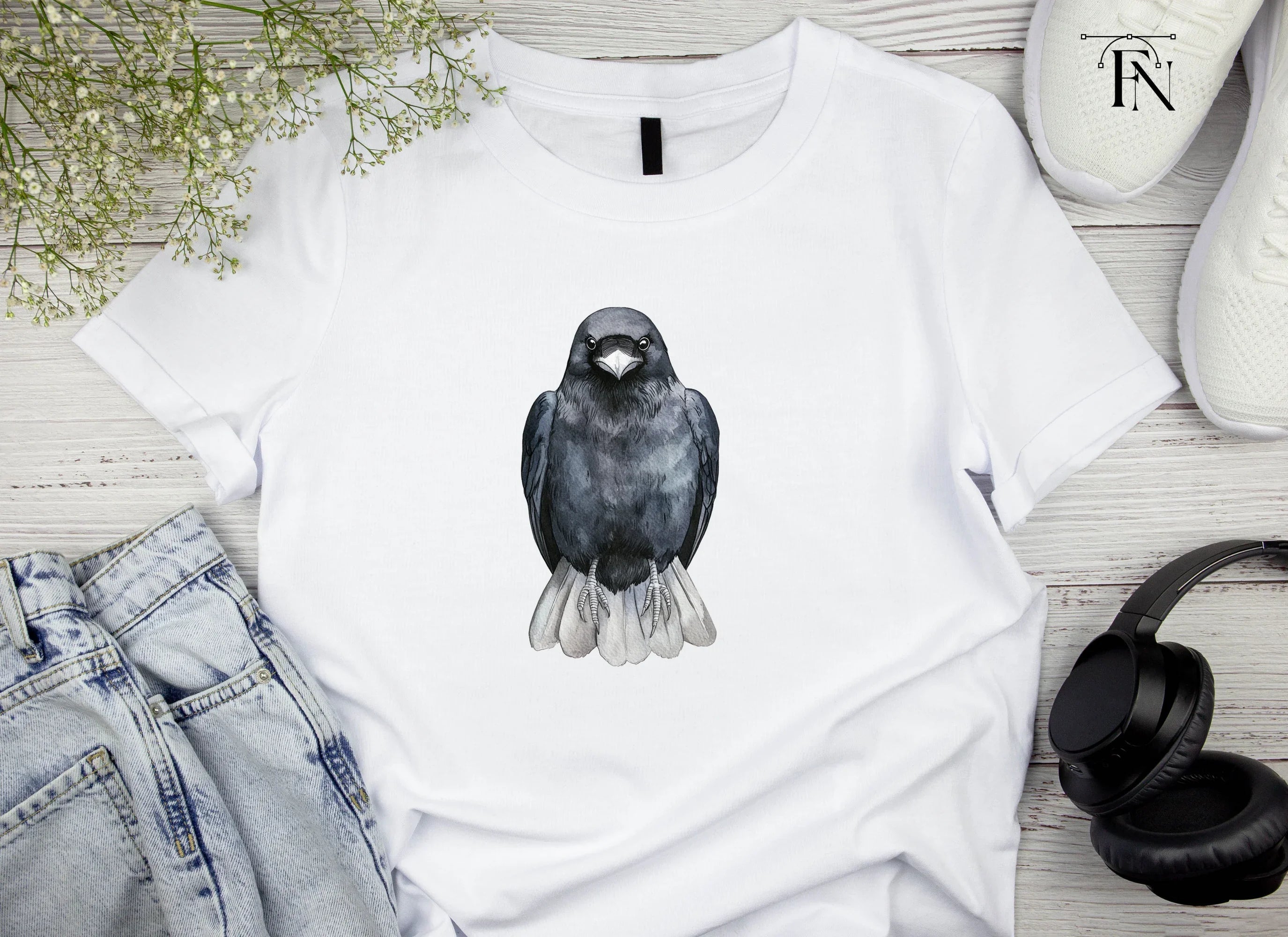 Front Facing Crow Clipart Bundle