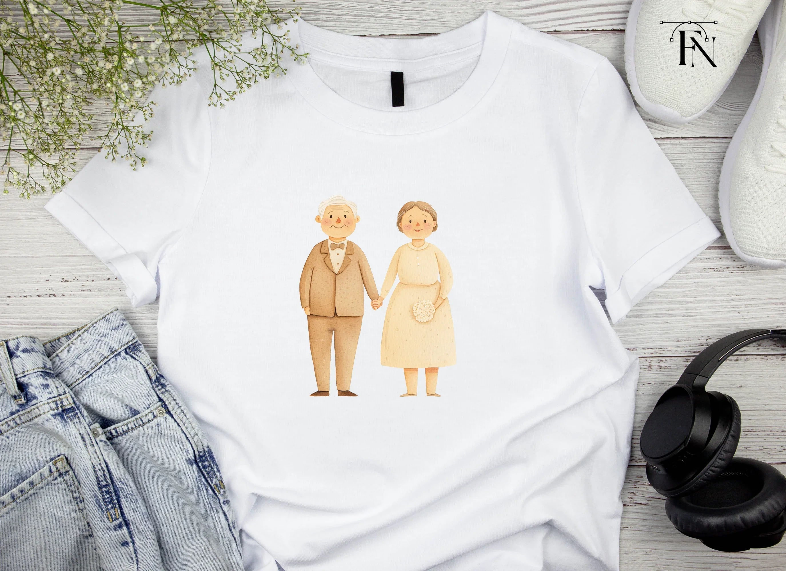 Elderly Couple Wedding Clipart Bundle