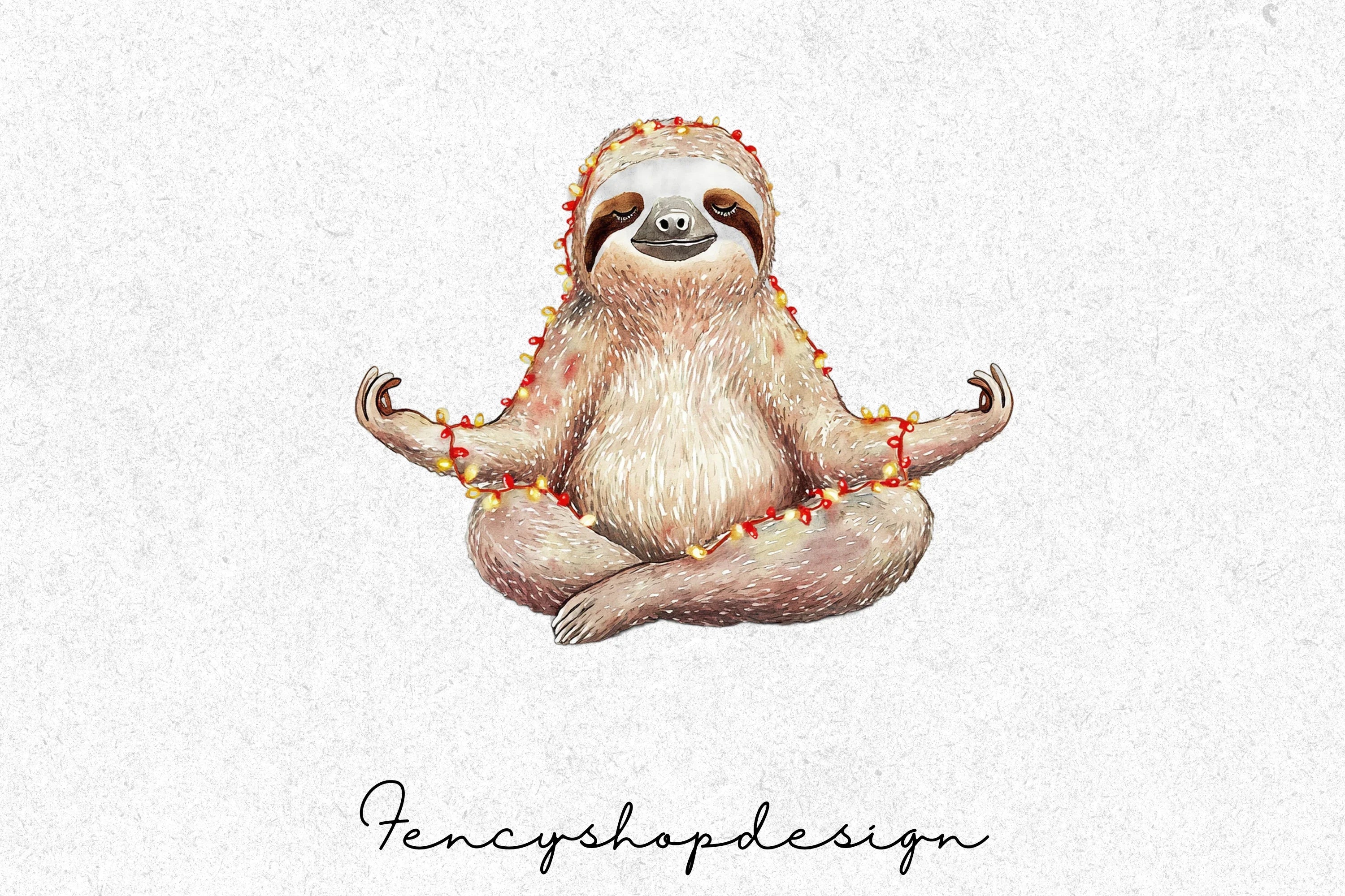Meditating Christmas Sloths Clipart Bundle