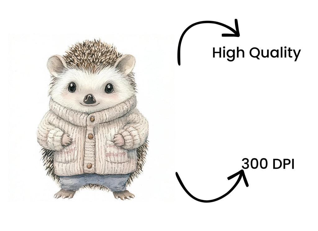 Charming Hedgehog in Sweater Clipart Bundle